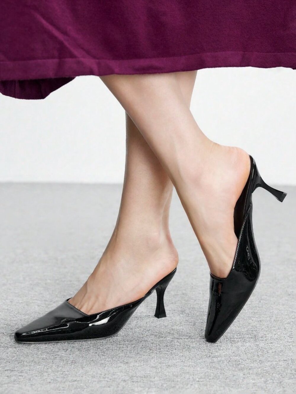 Black Casual Women's Plain Stiletto Heel Court Pumps